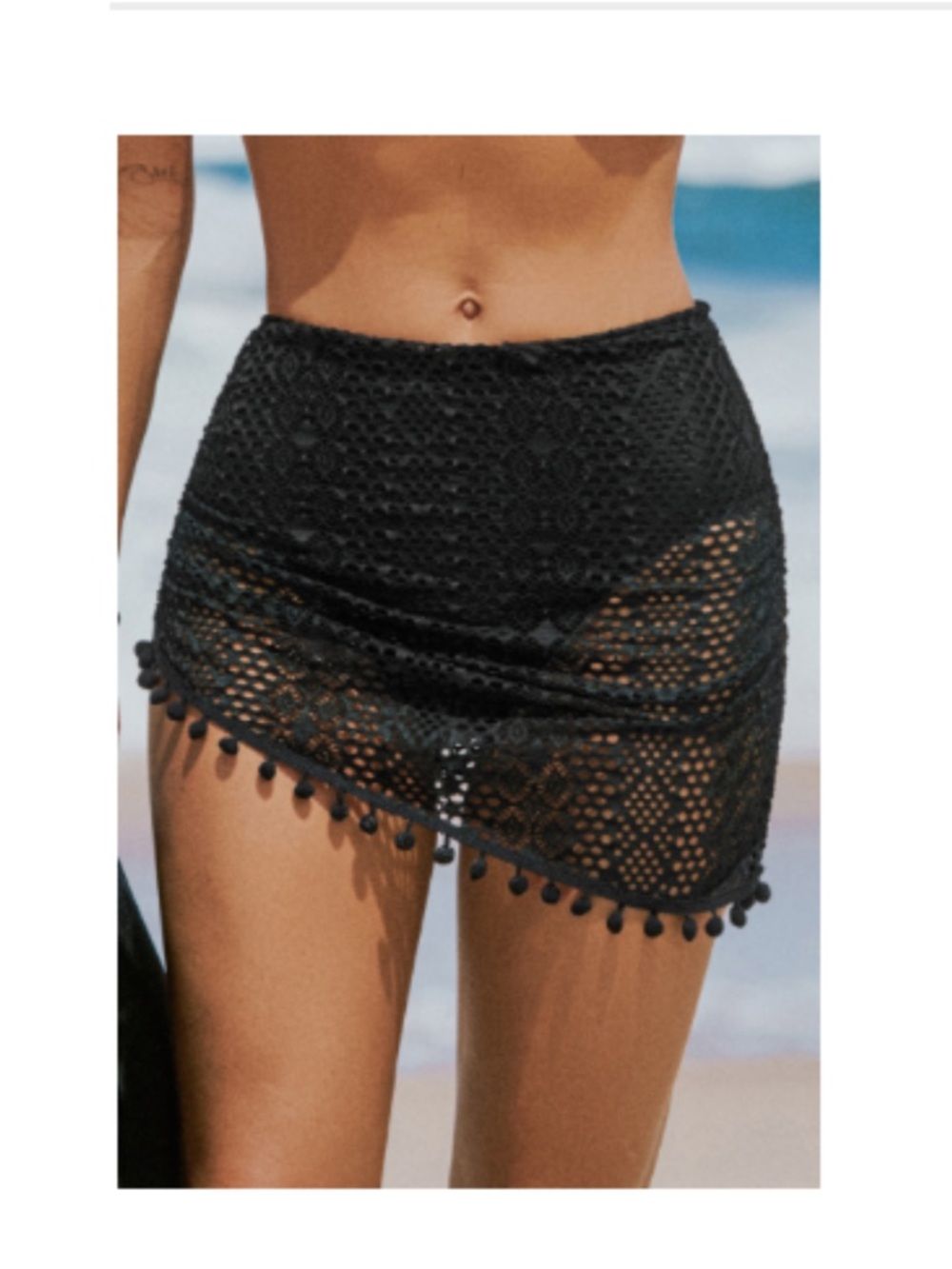 Cupshe Black Crochet Bikini Cover-Up Skirt